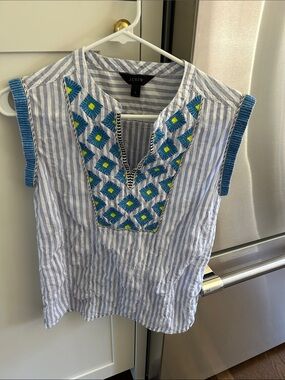 J. Crew Embroidered Sleeveless Shirt